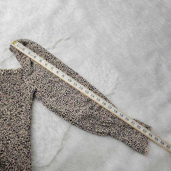 O. Vianca Animal Print Ruffled Smocked Cinched Side Long Sleeve Mini Dress Small - Picture 10 of 12